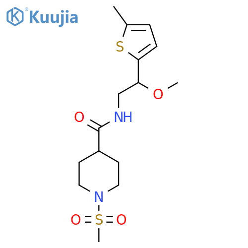N-(2-methoxy-2-(5-methylthiophen-2-yl)ethyl)-1-(methylsulfonyl)piperidine-4-carboxamide structure