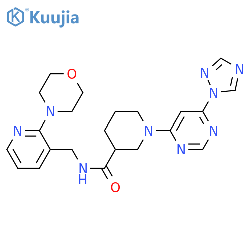 N-[(2-morpholin-4-ylpyridin-3-yl)methyl]-1-[6-(1,2,4-triazol-1-yl)pyrimidin-4-yl]piperidine-3-carboxamide structure