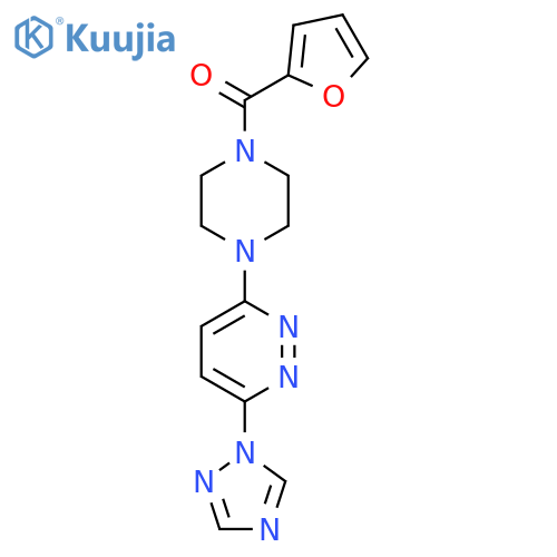 (4-(6-(1H-1,2,4-triazol-1-yl)pyridazin-3-yl)piperazin-1-yl)(furan-2-yl)methanone structure
