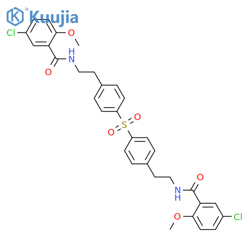 N,N'-((sulfonylbis(4,1-phenylene))bis(ethane-2,1-diyl))bis(5-chloro-2-methoxybenzamide) structure