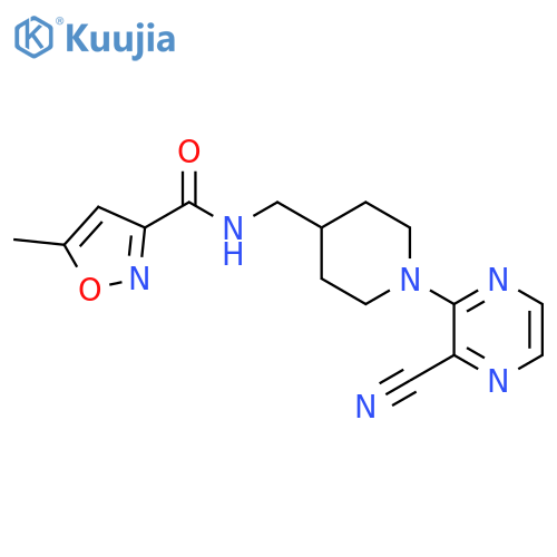 N-{[1-(3-cyanopyrazin-2-yl)piperidin-4-yl]methyl}-5-methyl-1,2-oxazole-3-carboxamide structure