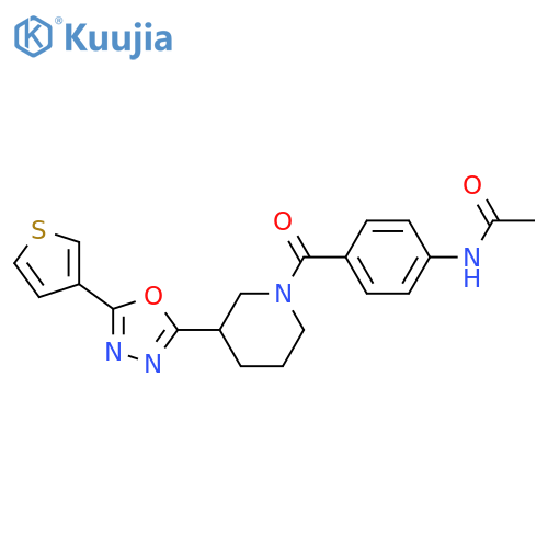 N-(4-{3-[5-(thiophen-3-yl)-1,3,4-oxadiazol-2-yl]piperidine-1-carbonyl}phenyl)acetamide structure