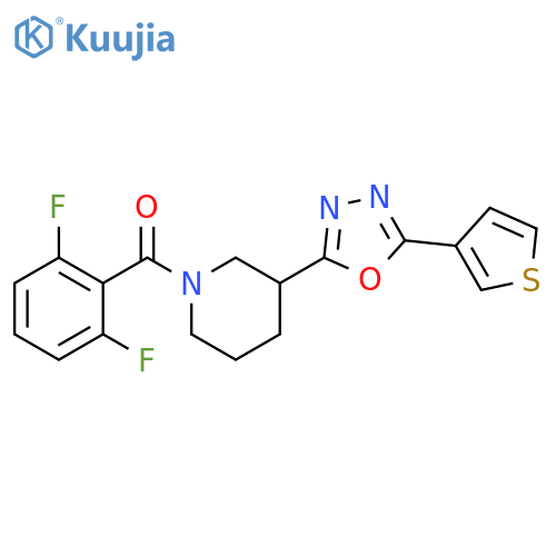 1-(2,6-difluorobenzoyl)-3-[5-(thiophen-3-yl)-1,3,4-oxadiazol-2-yl]piperidine structure