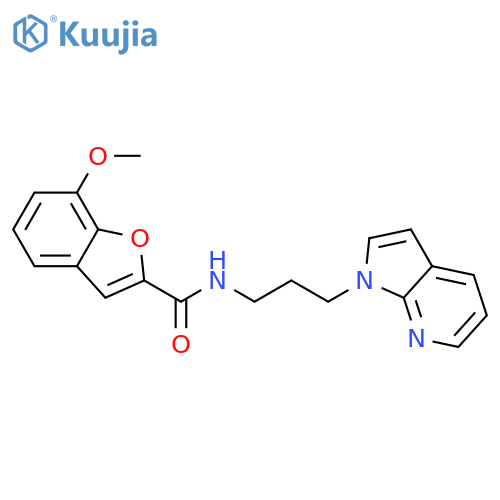 7-methoxy-N-(3-{1H-pyrrolo[2,3-b]pyridin-1-yl}propyl)-1-benzofuran-2-carboxamide structure