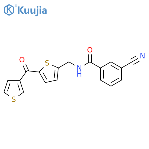 3-cyano-N-{[5-(thiophene-3-carbonyl)thiophen-2-yl]methyl}benzamide structure