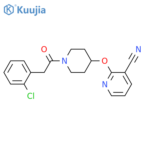 2-({1-[2-(2-chlorophenyl)acetyl]piperidin-4-yl}oxy)pyridine-3-carbonitrile structure