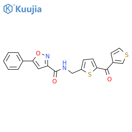 5-phenyl-N-{[5-(thiophene-3-carbonyl)thiophen-2-yl]methyl}-1,2-oxazole-3-carboxamide structure