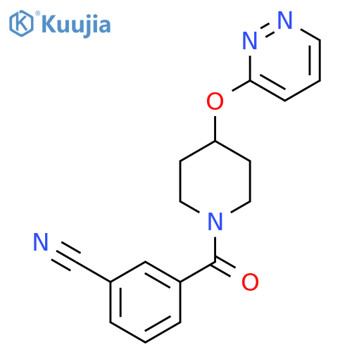 3-[4-(pyridazin-3-yloxy)piperidine-1-carbonyl]benzonitrile structure