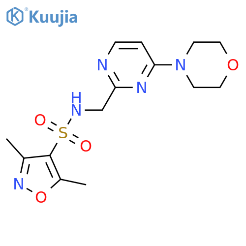 3,5-dimethyl-N-{[4-(morpholin-4-yl)pyrimidin-2-yl]methyl}-1,2-oxazole-4-sulfonamide structure