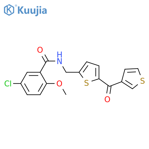 5-chloro-2-methoxy-N-{[5-(thiophene-3-carbonyl)thiophen-2-yl]methyl}benzamide structure