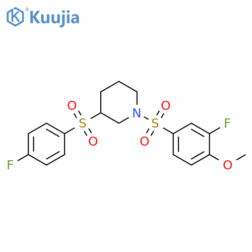 1-(3-fluoro-4-methoxybenzenesulfonyl)-3-(4-fluorobenzenesulfonyl)piperidine structure