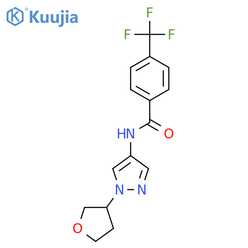 N-(1-(tetrahydrofuran-3-yl)-1H-pyrazol-4-yl)-4-(trifluoromethyl)benzamide structure