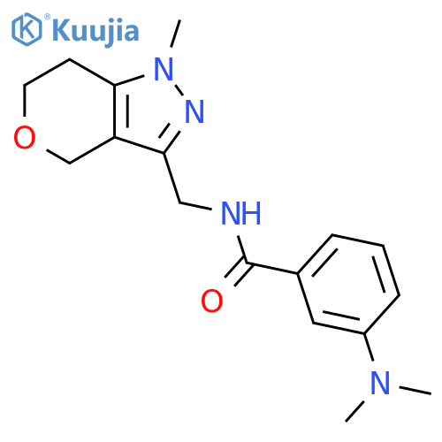 3-(dimethylamino)-N-({1-methyl-1H,4H,6H,7H-pyrano4,3-cpyrazol-3-yl}methyl)benzamide structure