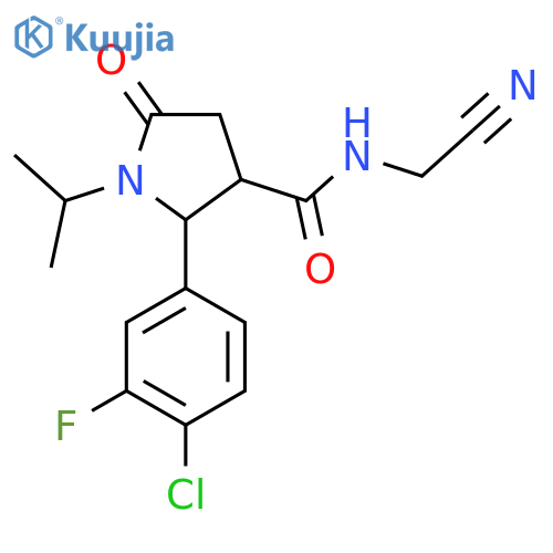2-(4-chloro-3-fluorophenyl)-N-(cyanomethyl)-5-oxo-1-(propan-2-yl)pyrrolidine-3-carboxamide structure