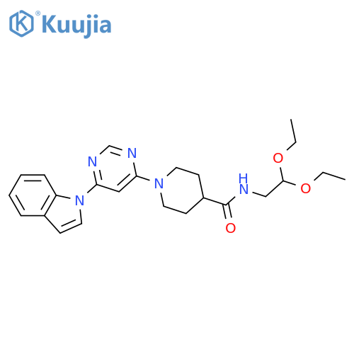 N-(2,2-diethoxyethyl)-1-(6-indol-1-ylpyrimidin-4-yl)piperidine-4-carboxamide structure