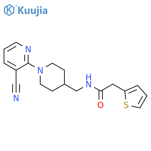 N-{[1-(3-cyanopyridin-2-yl)piperidin-4-yl]methyl}-2-(thiophen-2-yl)acetamide structure