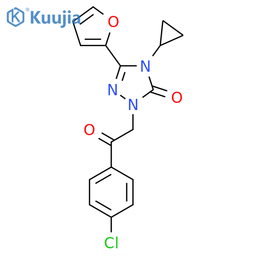 1-2-(4-chlorophenyl)-2-oxoethyl-4-cyclopropyl-3-(furan-2-yl)-4,5-dihydro-1H-1,2,4-triazol-5-one structure
