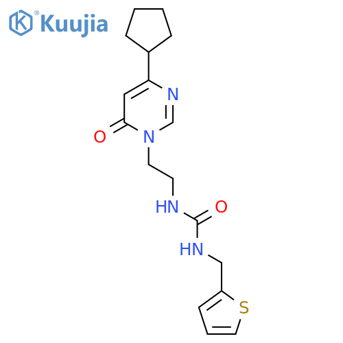 1-2-(4-cyclopentyl-6-oxo-1,6-dihydropyrimidin-1-yl)ethyl-3-(thiophen-2-yl)methylurea structure