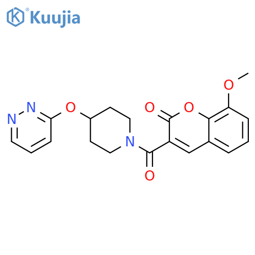 8-methoxy-3-[4-(pyridazin-3-yloxy)piperidine-1-carbonyl]-2H-chromen-2-one structure