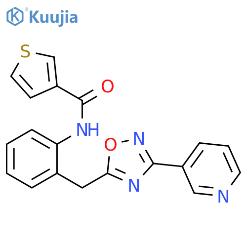 N-(2-{[3-(pyridin-3-yl)-1,2,4-oxadiazol-5-yl]methyl}phenyl)thiophene-3-carboxamide structure