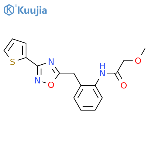 2-methoxy-N-(2-{[3-(thiophen-2-yl)-1,2,4-oxadiazol-5-yl]methyl}phenyl)acetamide structure