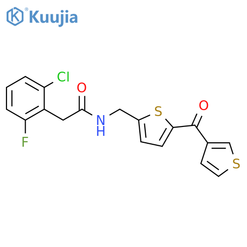 2-(2-chloro-6-fluorophenyl)-N-{[5-(thiophene-3-carbonyl)thiophen-2-yl]methyl}acetamide structure