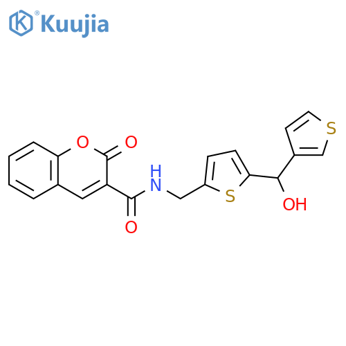 N-({5-[hydroxy(thiophen-3-yl)methyl]thiophen-2-yl}methyl)-2-oxo-2H-chromene-3-carboxamide structure