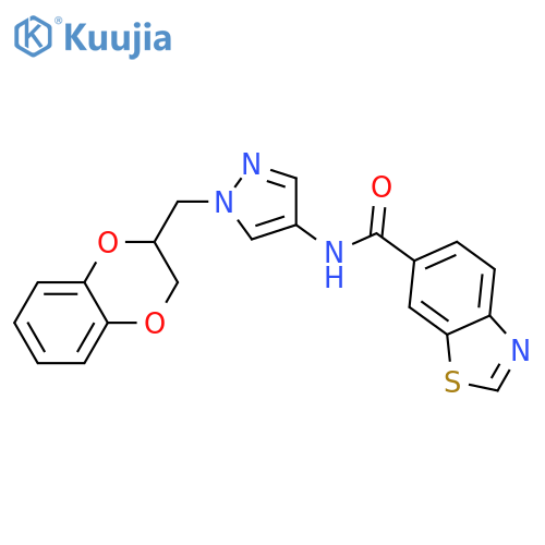 N-[1-[(2,3-Dihydro-1,4-benzodioxin-2-yl)methyl]-1H-pyrazol-4-yl]-6-benzothiazolecarboxamide structure