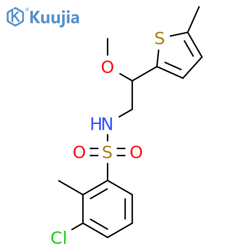 3-chloro-N-(2-methoxy-2-(5-methylthiophen-2-yl)ethyl)-2-methylbenzenesulfonamide structure