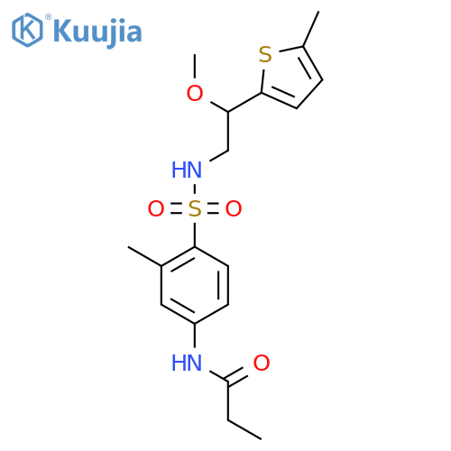 N-(4-(N-(2-methoxy-2-(5-methylthiophen-2-yl)ethyl)sulfamoyl)-3-methylphenyl)propionamide structure