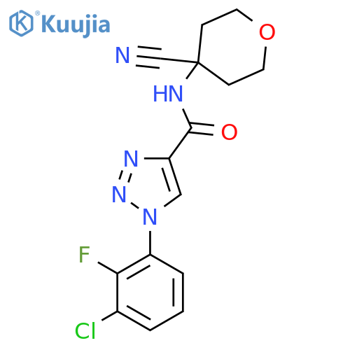 1-(3-chloro-2-fluorophenyl)-N-(4-cyanooxan-4-yl)-1H-1,2,3-triazole-4-carboxamide structure