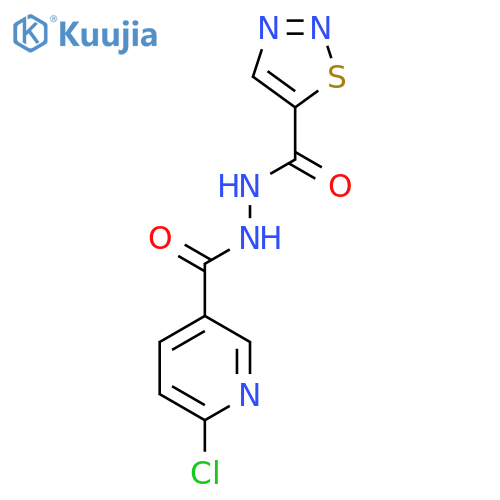 6-chloro-N'-(1,2,3-thiadiazole-5-carbonyl)pyridine-3-carbohydrazide structure
