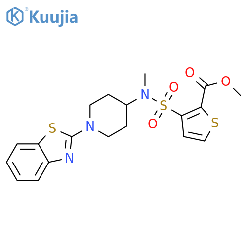 methyl 3-({[1-(1,3-benzothiazol-2-yl)piperidin-4-yl]methyl}sulfamoyl)thiophene-2-carboxylate structure