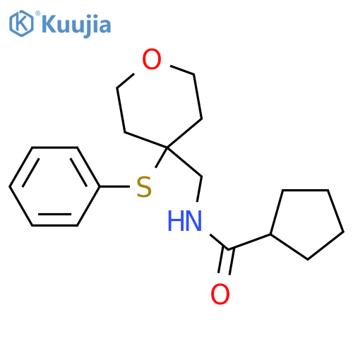N-{[4-(phenylsulfanyl)oxan-4-yl]methyl}cyclopentanecarboxamide structure
