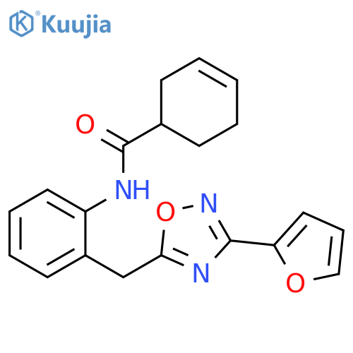 N-(2-{[3-(furan-2-yl)-1,2,4-oxadiazol-5-yl]methyl}phenyl)cyclohex-3-ene-1-carboxamide structure