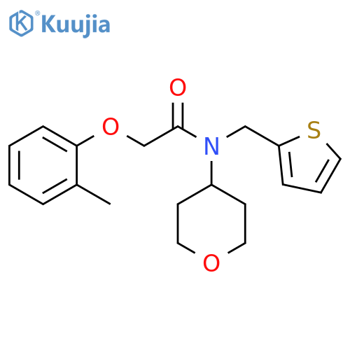 2-(2-methylphenoxy)-N-(oxan-4-yl)-N-[(thiophen-2-yl)methyl]acetamide structure