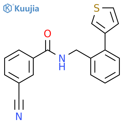 3-cyano-N-(2-(thiophen-3-yl)benzyl)benzamide structure