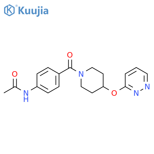 N-{4-[4-(pyridazin-3-yloxy)piperidine-1-carbonyl]phenyl}acetamide structure