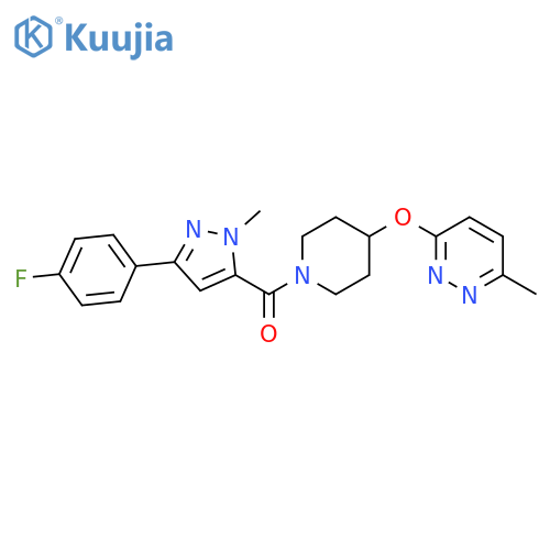 3-({1-[3-(4-fluorophenyl)-1-methyl-1H-pyrazole-5-carbonyl]piperidin-4-yl}oxy)-6-methylpyridazine structure