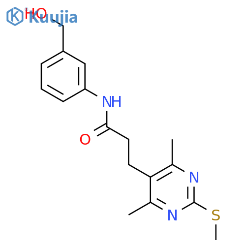 3-[4,6-dimethyl-2-(methylsulfanyl)pyrimidin-5-yl]-N-[3-(hydroxymethyl)phenyl]propanamide structure