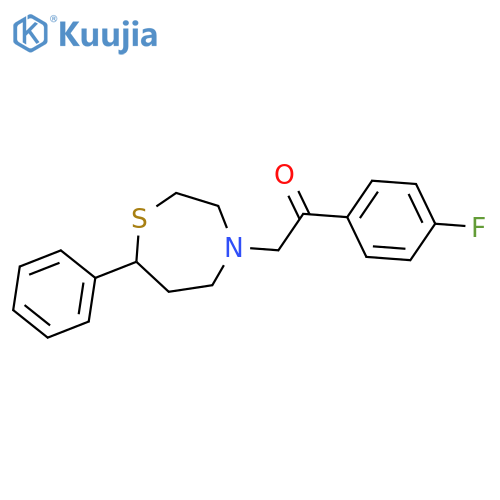 2-(4-fluorophenyl)-1-(7-phenyl-1,4-thiazepan-4-yl)ethan-1-one structure