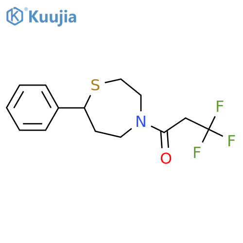 3,3,3-trifluoro-1-(7-phenyl-1,4-thiazepan-4-yl)propan-1-one structure