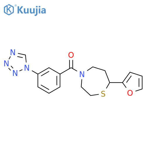 7-(furan-2-yl)-4-[3-(1H-1,2,3,4-tetrazol-1-yl)benzoyl]-1,4-thiazepane structure