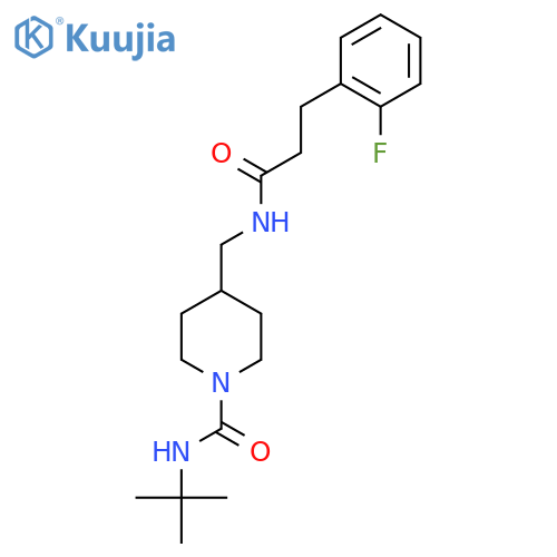 N-tert-butyl-4-{3-(2-fluorophenyl)propanamidomethyl}piperidine-1-carboxamide structure