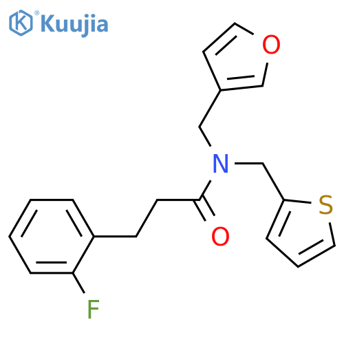 3-(2-fluorophenyl)-N-[(furan-3-yl)methyl]-N-[(thiophen-2-yl)methyl]propanamide structure