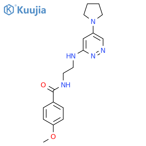 4-methoxy-N-(2-{5-(pyrrolidin-1-yl)pyridazin-3-ylamino}ethyl)benzamide structure