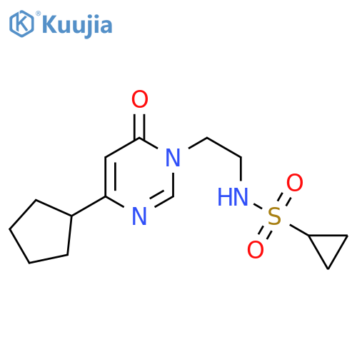 N-2-(4-cyclopentyl-6-oxo-1,6-dihydropyrimidin-1-yl)ethylcyclopropanesulfonamide structure