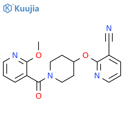 2-{[1-(2-methoxypyridine-3-carbonyl)piperidin-4-yl]oxy}pyridine-3-carbonitrile structure