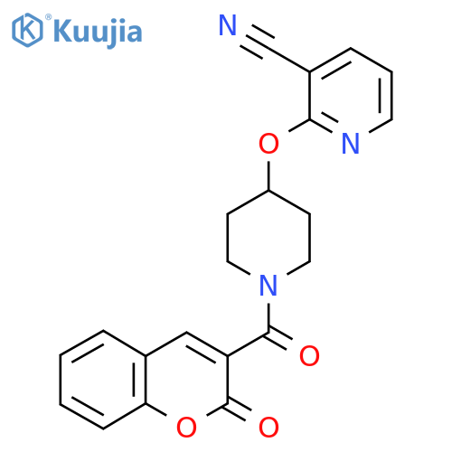 2-{[1-(2-oxo-2H-chromene-3-carbonyl)piperidin-4-yl]oxy}pyridine-3-carbonitrile structure