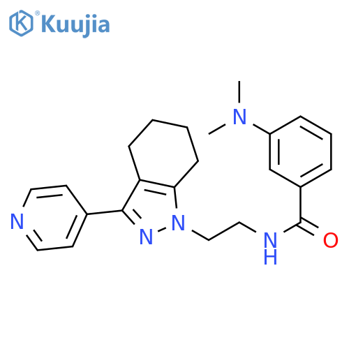 3-(dimethylamino)-N-{2-[3-(pyridin-4-yl)-4,5,6,7-tetrahydro-1H-indazol-1-yl]ethyl}benzamide structure